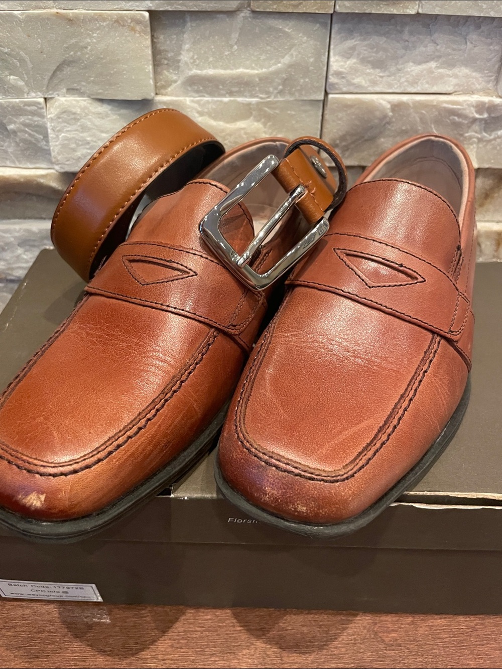 Boy’s Leather Penny Loafers in Brown and matching belt